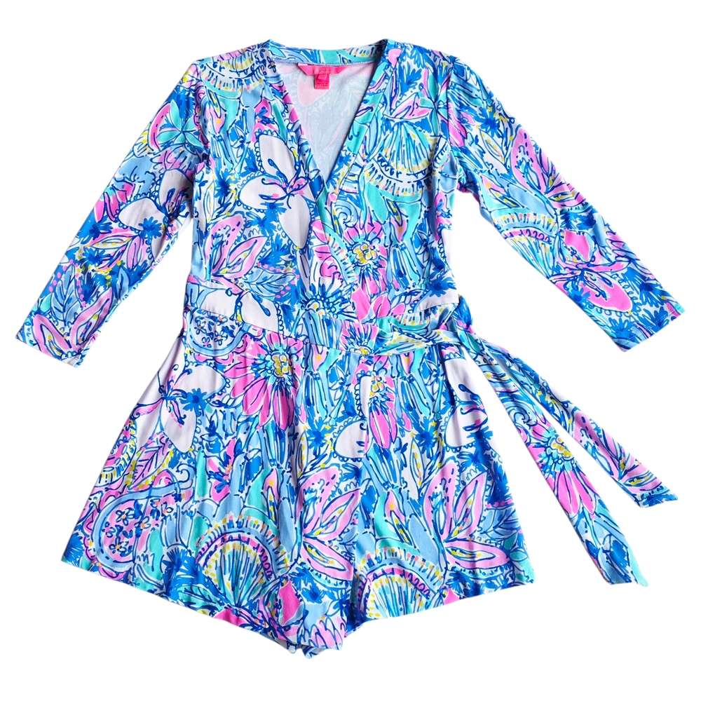 Lilly PulitzerLilly Pulitzer Karlie Wrap Romper Multi Pop Up Got Your Back